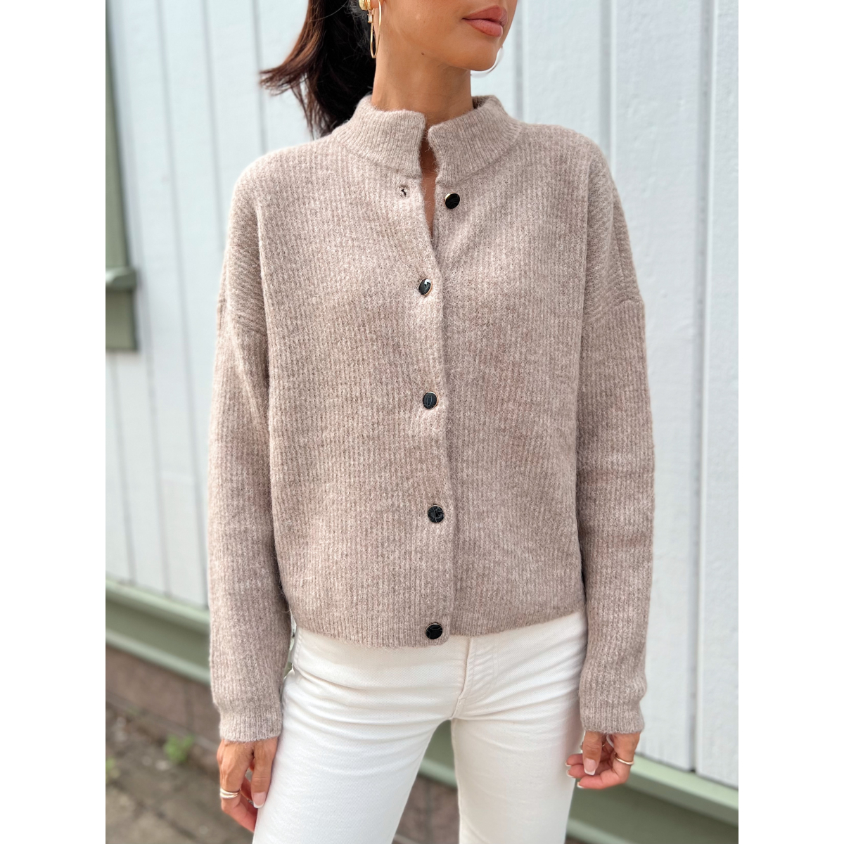 Alpha short cardigan Warm Sand Mel