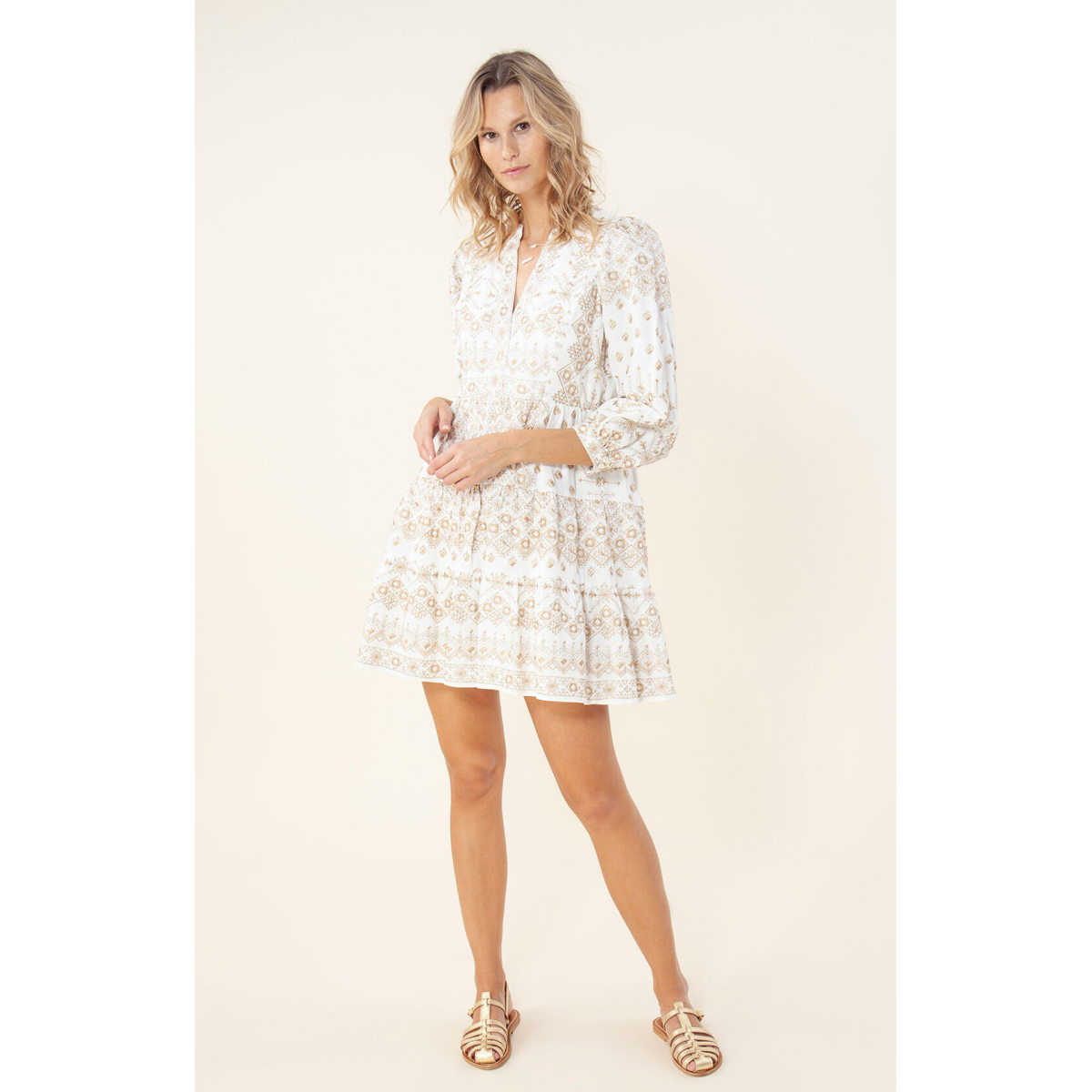 Clary short dress embroidery Gold Hale Bob Poppi AS