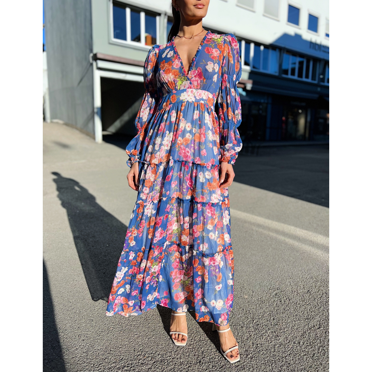 Chiffon Maxi Dress Blue Poppy By Timo Seven Tønsberg 