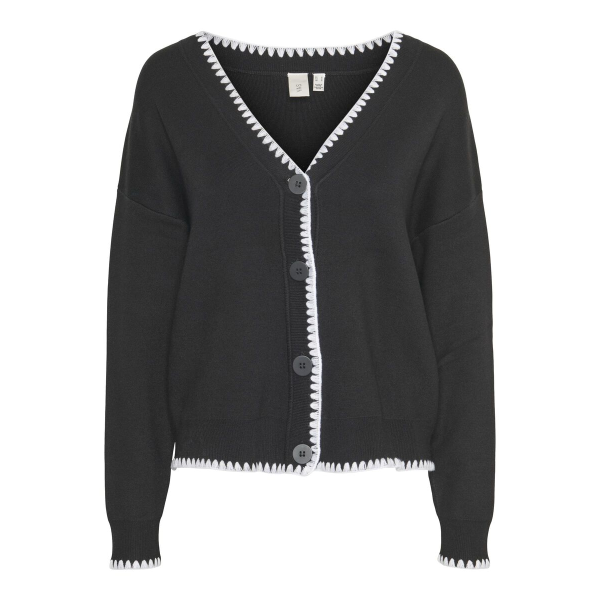 Stitch Knit Cardigan Black White Yas Seven Tønsberg