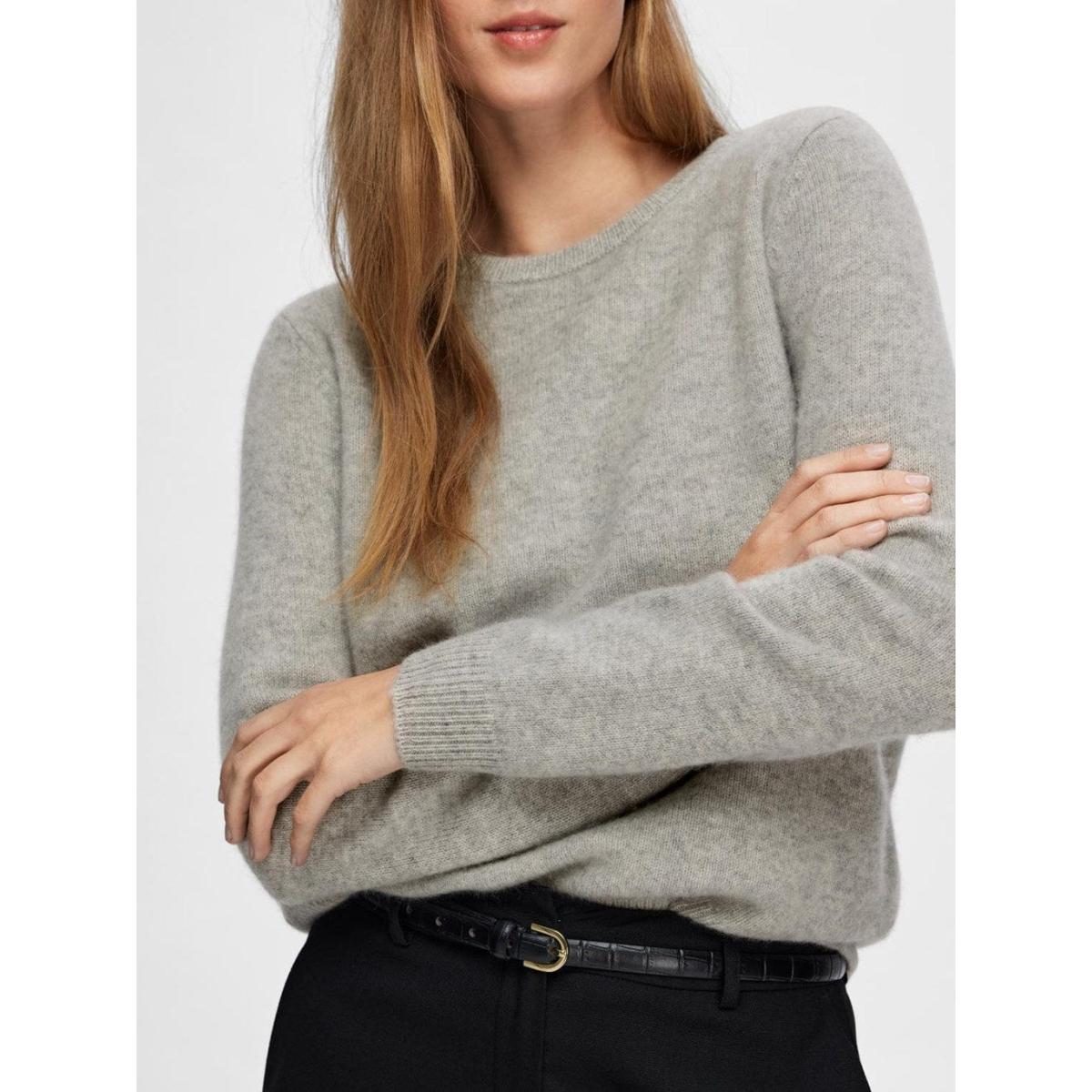 Selected Femme Trui Cille Cashmere Blend Ls Knit O-n Beige