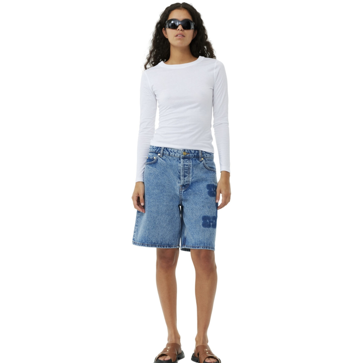 Men's Flower Patch Denim Shorts