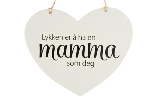 Metallskilt hjerte lite Lykken..mamma 11x13cm Lykken