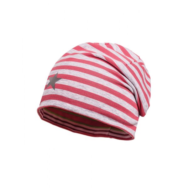 MAXIMO - BEANIE STRIPER ROSA/GRÅ