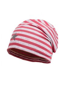 MAXIMO - BEANIE STRIPER ROSA/GRÅ
