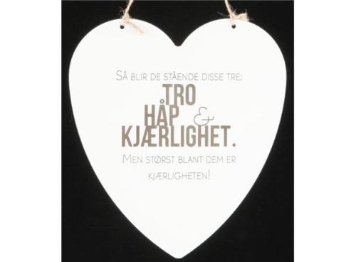 Metallskilt hjerte Tro håp kjærlighet… Str: 16x17,5cm