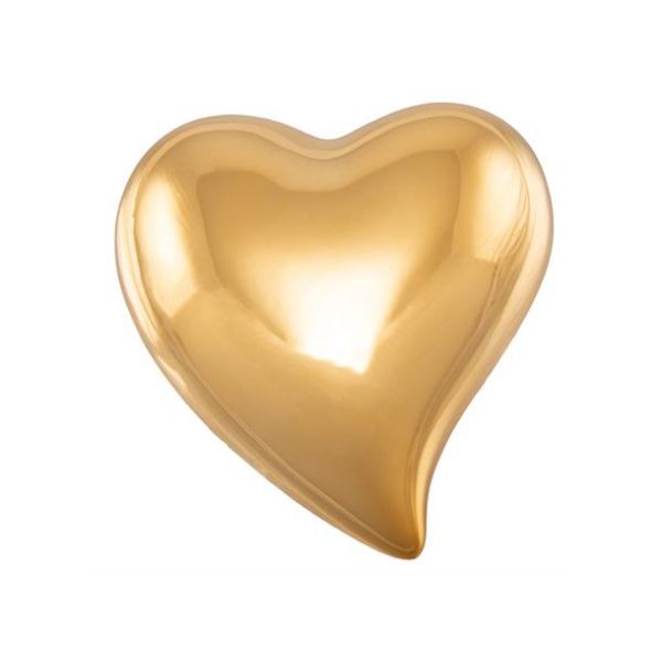 Hjerte porselen gull 4,5x5x2cm