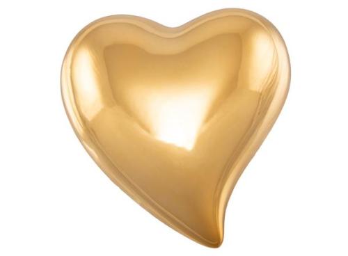 Hjerte porselen gull 4,5x5x2cm