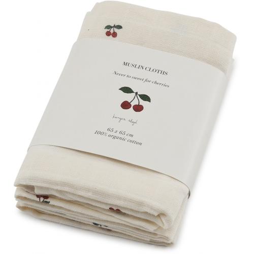 KONGES SLØJD - MUSLIN CLOTHS CHERRY 3-PK