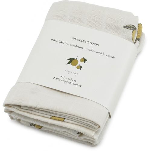 KONGES SLØJD - MUSLIN CLOTHS LEMON 3-PK