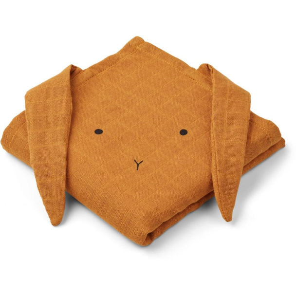 Hannah Muslin Klut 2-pk - Rabbit Mustard