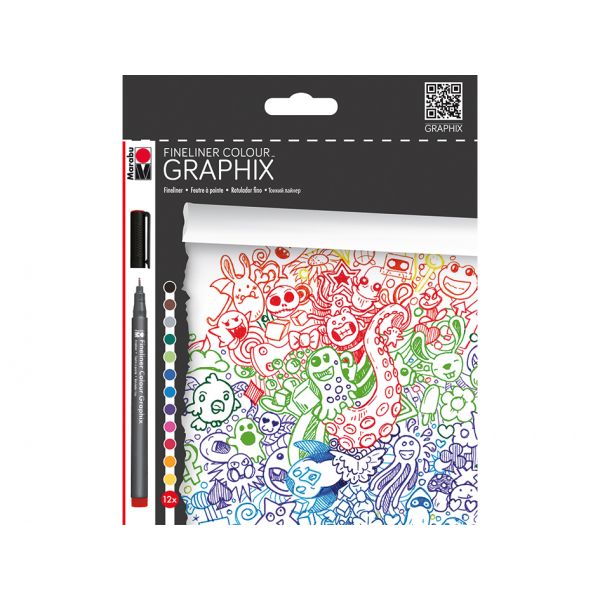 Marabu Graphix Fineliner – Colour Doodle Supreme – 12stk