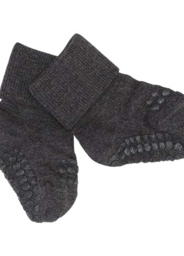 Non-Slip Socks Bamboo - Dark Grey Melange - Image 1