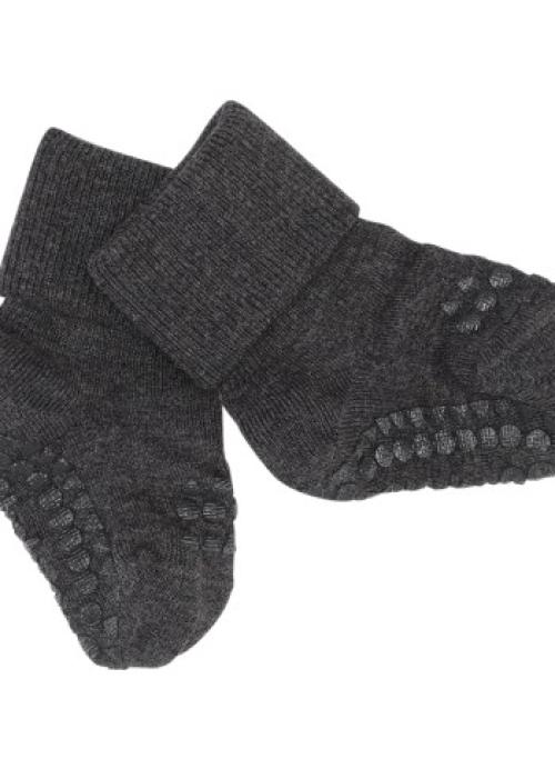 GOBABYGO - NON-SLIP SOCKS BAMBOO DARK GREY MELANGE