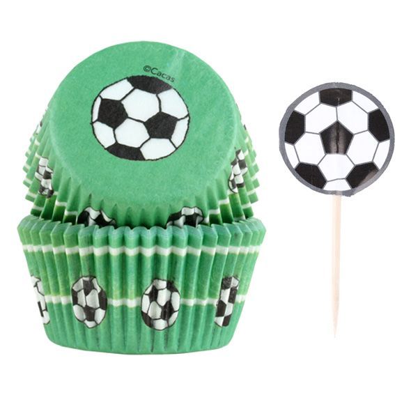 Muffinsform STD Fotball, 50 stk m/10 sticks 