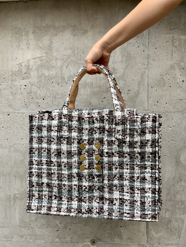 Tweed Book Tote - Cicadas Off White/Grey  - Image 2