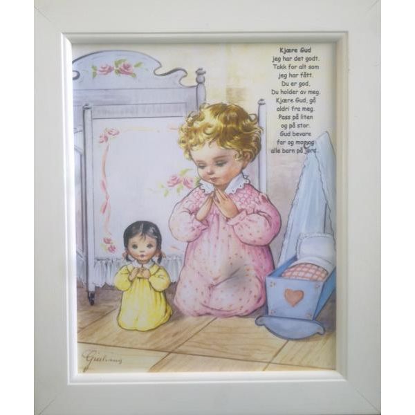 Bilde - Aftenbønn - Jente 20 x 25 cm