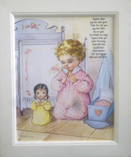 Bilde - Aftenbønn - Jente 20 x 25 cm