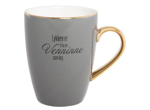 Krus Lykken...venninne grå m/gull/sort