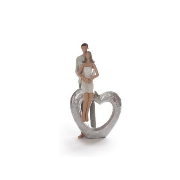 Figur Par M/Hjerte Beige/Sølv