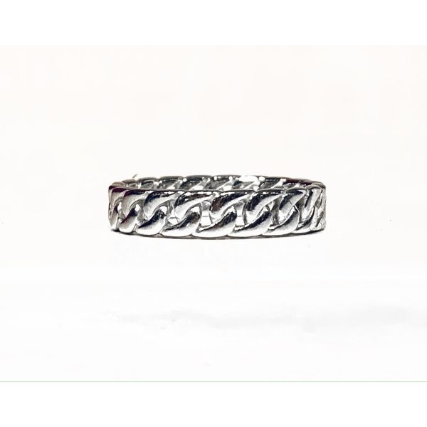 Curb Chain Ring Small - Rhodium