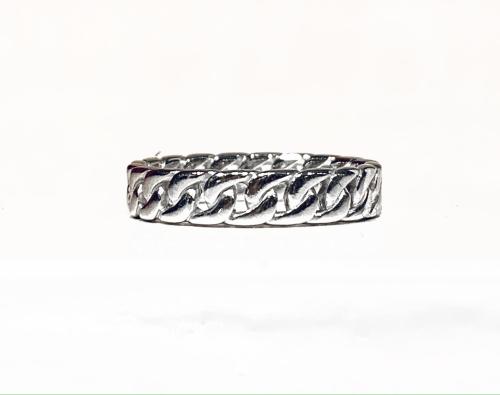 Curb Chain Ring Small - Rhodium