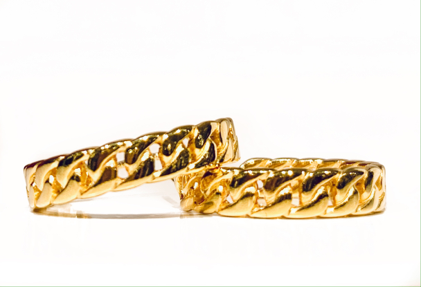 Curb Chain Medium Hoops - Gold - Image 1