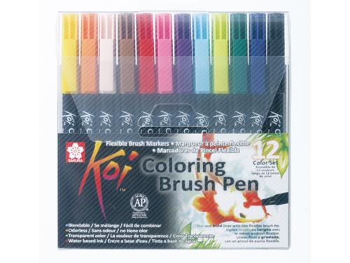 Sakura KOI Coloring Brush Pen – Sett 12 farger