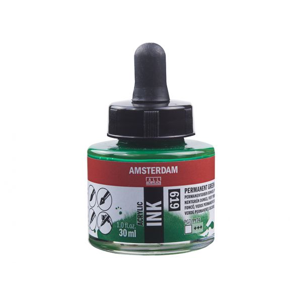 Amsterdam Ink 30ml – 619 Permament Green Deep