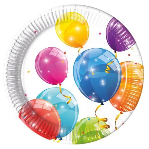 Papptallerken Ballonger 23 cm, 8 stk 