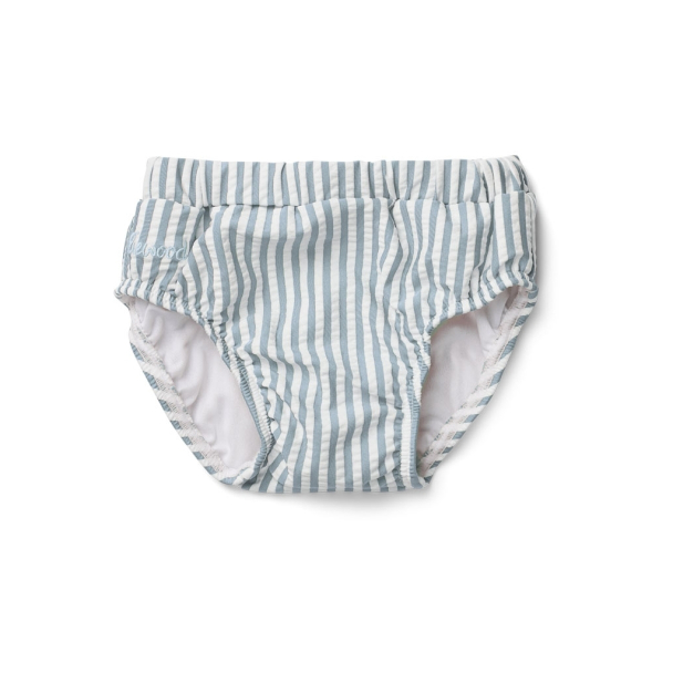 Frej Baby Swim Pants Seersucker - Stripe Sea Blue/White - Image 1