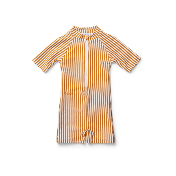 Max Swim Jumpsuit Seersucker - Mustard/White - Image 1