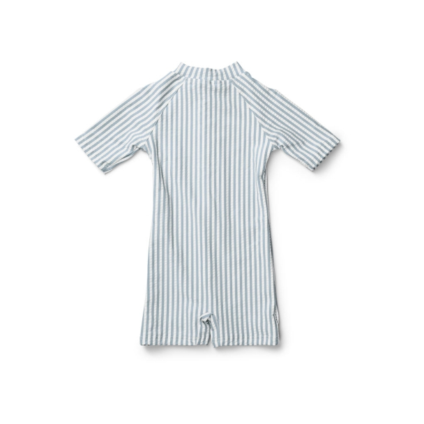 Max Swim Jumpsuit Seersucker - Sea Blue/White - Image 2