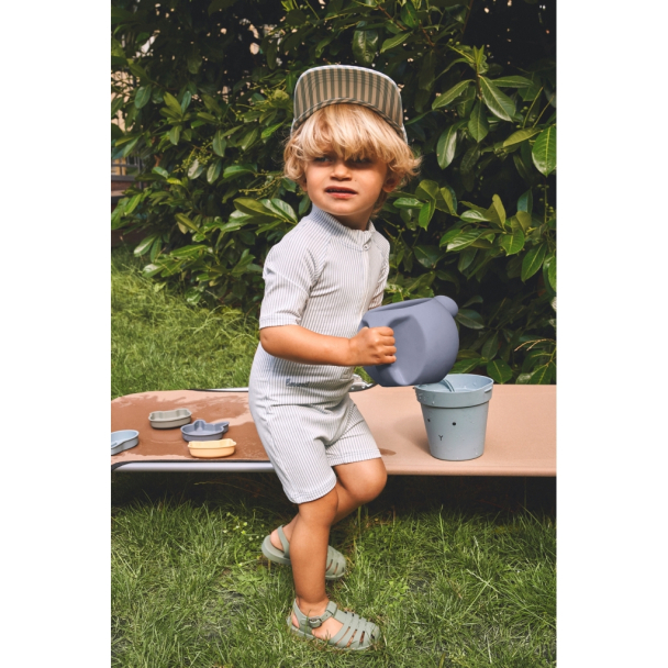 Max Swim Jumpsuit Seersucker - Sea Blue/White - Image 3