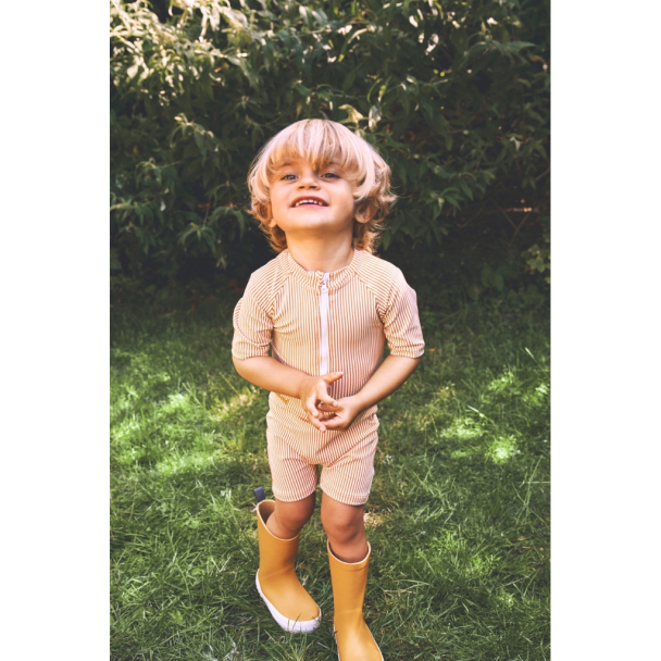 Max Swim Jumpsuit Seersucker - Mustard/White - Image 3