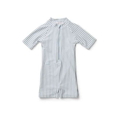 Liewood | Max Swim Jumpsuit Seersucker - Sea Blue/White