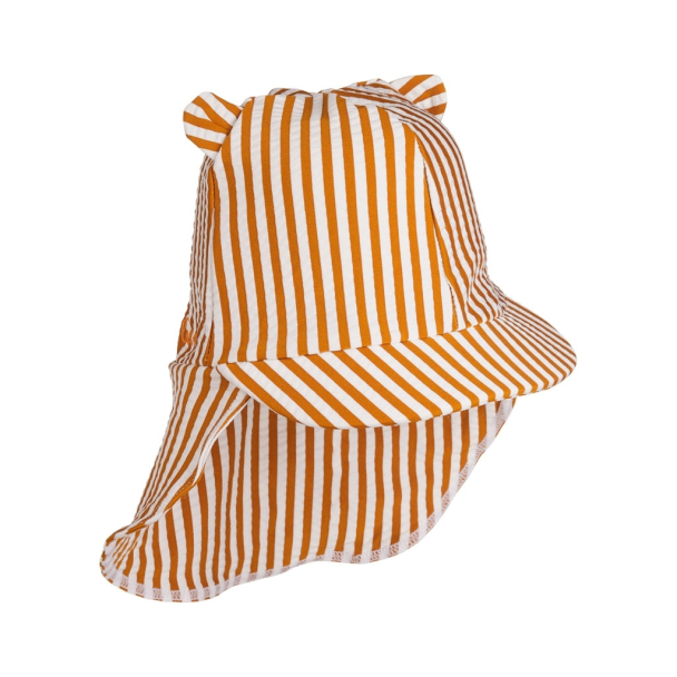 Senia Sun Hat Seersucker - Stripe Mustard/White