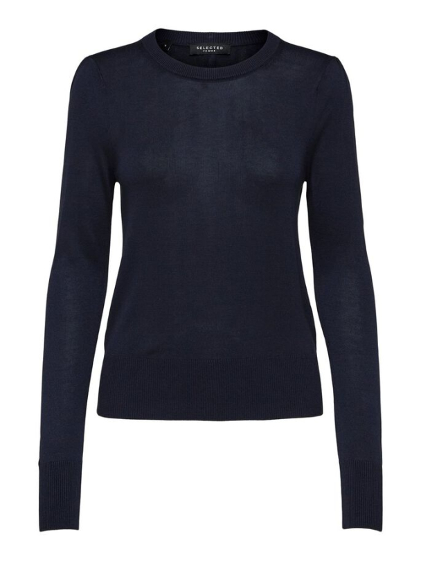 Stinna Knit O-Neck Dark Sapphire