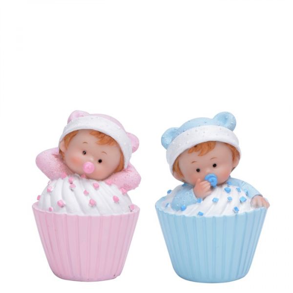 Baby i muffins blå eller rosa