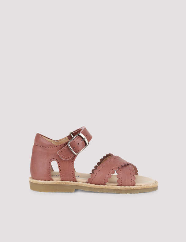 Cross-over Scallop Sandal - Berry - Image 2