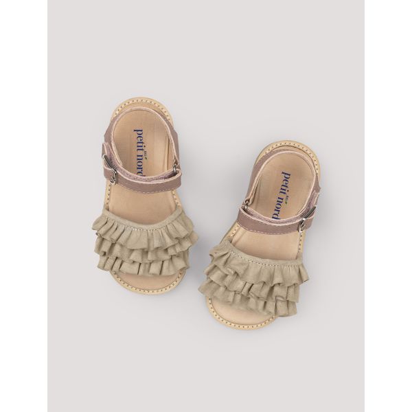 PETIT NORD - RUFFLES SANDAL CARAMEL