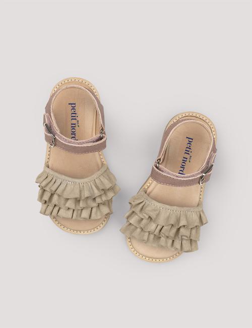 PETIT NORD - RUFFLES SANDAL CARAMEL