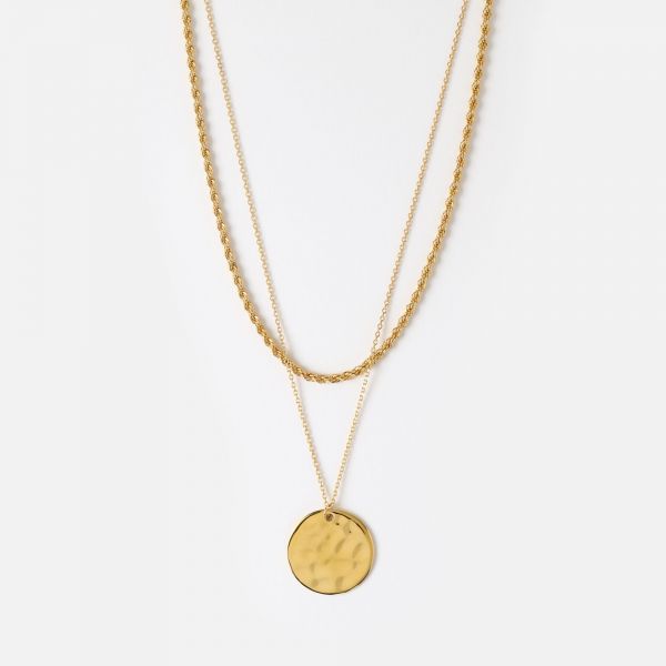 Rope & Coin Two Row Necklace