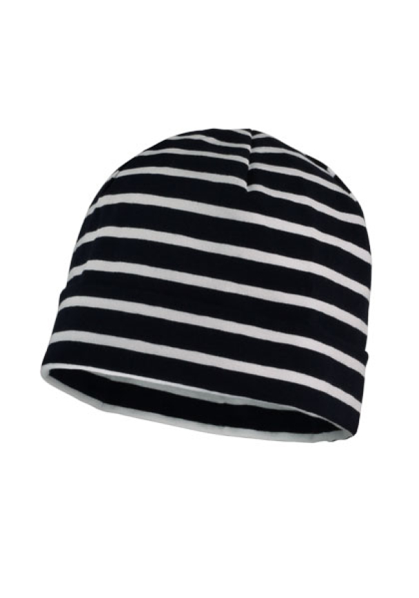 Beanie Striper - Navy/Hvit