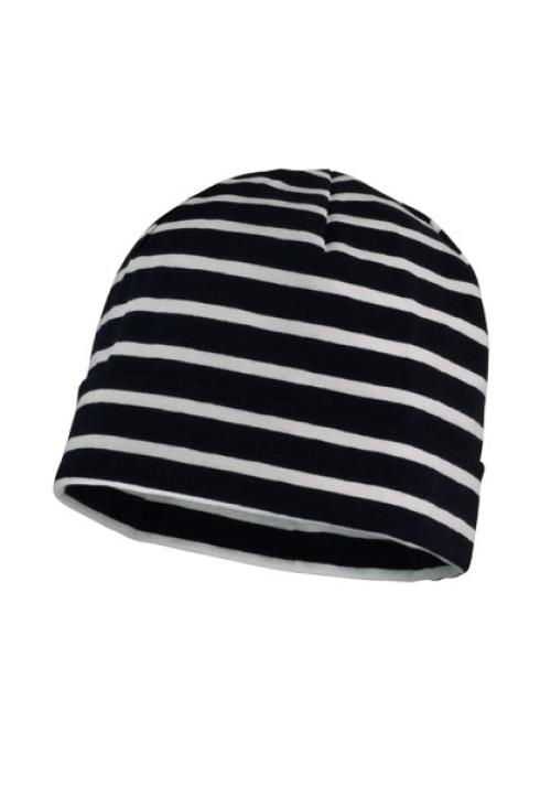 MAXIMO - BEANIE STRIPER NAVY/HVIT