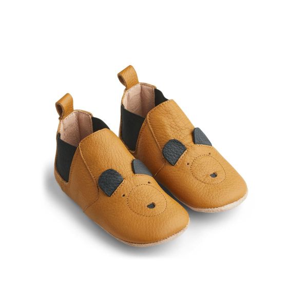 LIEWOOD - EDITH LEATHER SLIPPERS MR BEAR MUSTARD