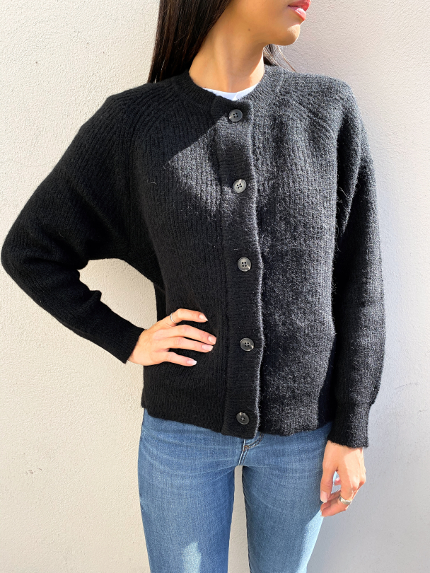 Lulu Knit Short Cardigan - Black - Image 1