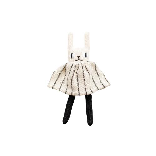 Main Sauvage - Rabbit soft toy - Black and white striped dress