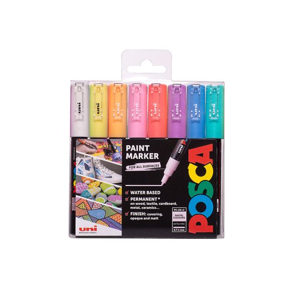 Uni POSCA PC-1M – Extra-Fine 0,7-1mm – Sett Pastell 8stk