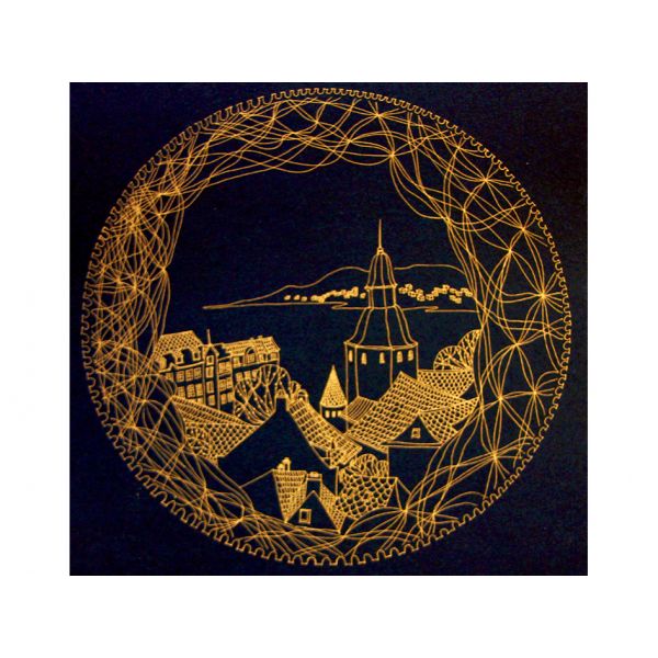 Norway Stamp – Scratch Art Stamp 3 Village